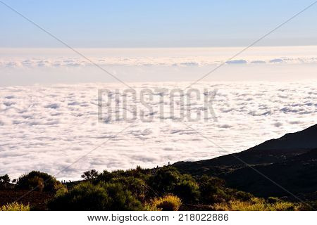 Mar de Nubes, Sea Cloud on the High Mountains Phenomenon in Tenerife, Canary Island