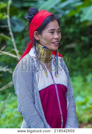 Kayan State Myanmar - Sep 09 : Portrait Of Kayan Tribe Woman In Kayan State Myanmar On September 09 
