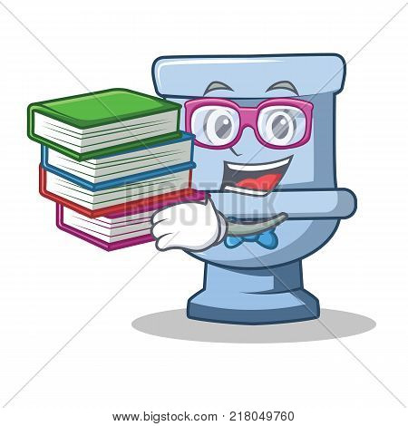 Student with book toilet character cartoon style vector illustration