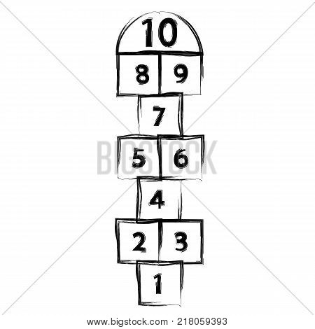 Hopscotch Game Isolated  on  White Background. Symbol of Childhood.