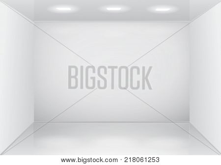 Empty white room interior. Vector 3d design