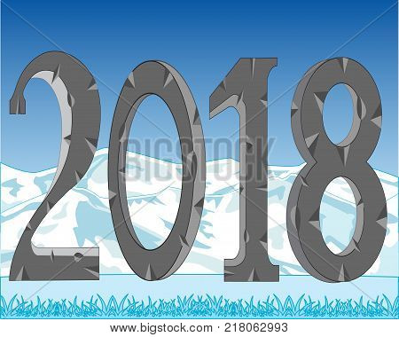 New approaching 2018 on turn blue background and snowflakes