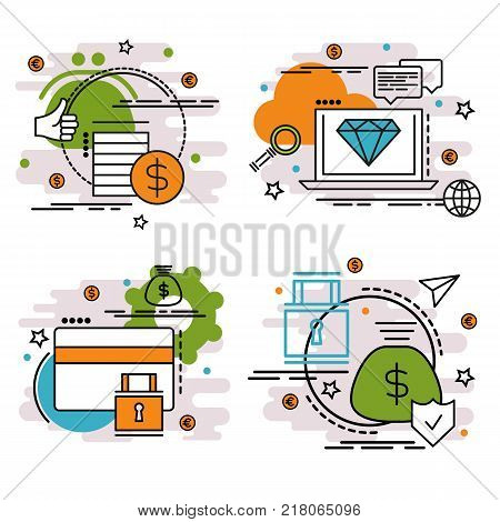 Set of outline icons of finance and money. 
Colorful icons for website mobile app design and print.