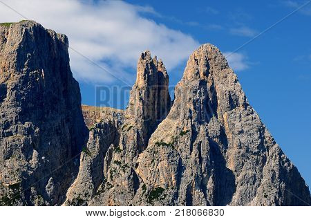 Sciliar from Seiser Alm Alpe di Siusi, Dolomites, Trentino-Alto Adige, Italy.