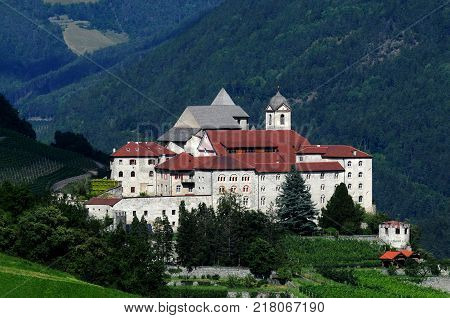 Sabiona Monastery at Chiusa (Klausen). Valle Isarco, Bolzano, Trentino Alto Adige. Italy