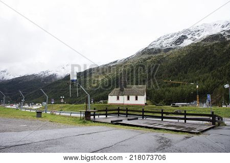 View Landscape Of Apls Mountain And Vernagt-stausee Lake In Vernago Village At Foot Of The Hill Of O
