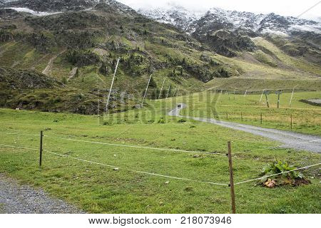 View Landscape Of Apls Mountain And Vernagt-stausee Lake In Vernago Village At Foot Of The Hill Of O