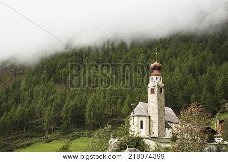 View Landscape Of Apls Mountain And Vernagt-stausee Lake In Vernago Village At Foot Of The Hill Of O