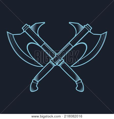Crossed Battle Axes isolated on white background vector illustration