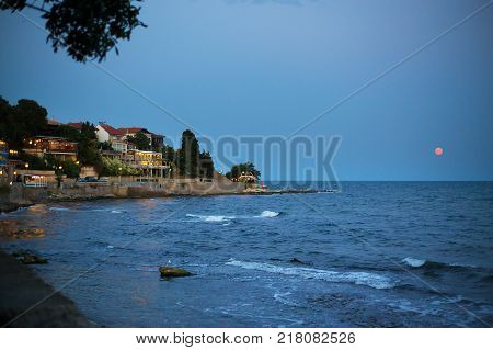 Beautiful Nessebar at sunset, summer, sea, happiness