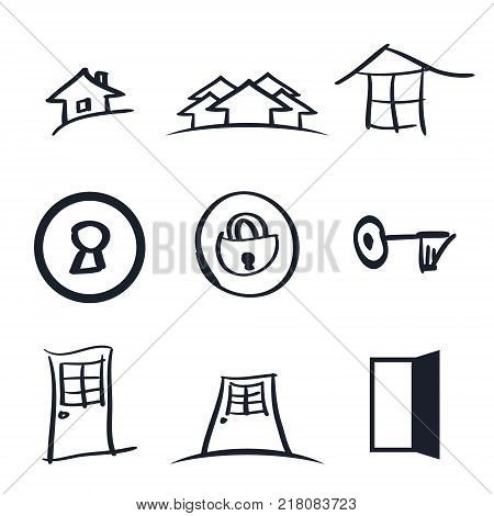 Set of nine realestate logos vector illustration