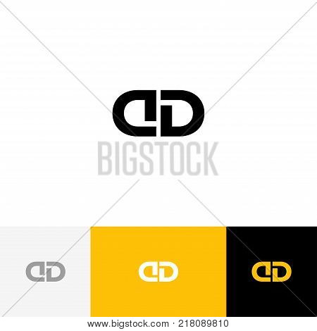 DD vector monogram. Logo, icon, symbol, sign from letters d and d. Flat logotype design with yellow color for company or brand.