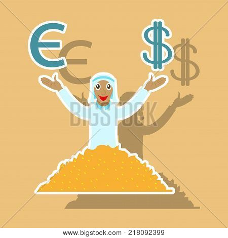 realistic paper sticker on theme Arabic business arabic businessman with money