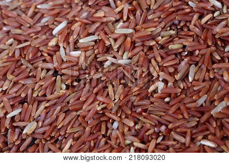 coarse rice or half polished rice background uncooked raw cereals macro closeup
