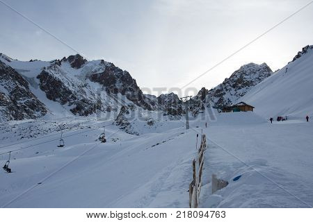 The cable car in the snowy mountains Chimbulak photo for you
