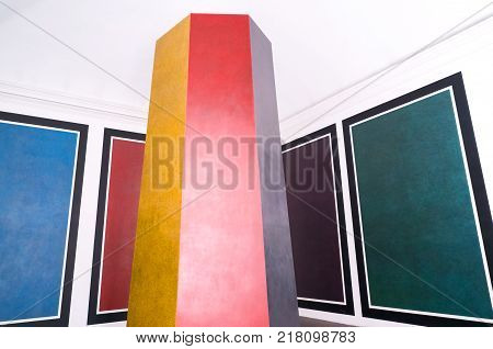 Rivoli Italy - August 14 2016: Works of contemporary art in the museum of modern art housed in the halls of the Royal catle of Rivoli