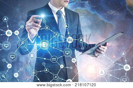 Unrecognizable Man With A Glowing Marker, Network