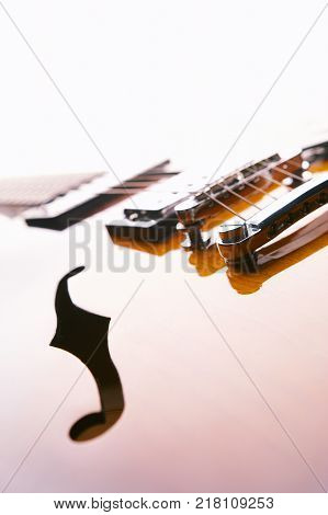 Close Up Of Semi Acoustic Electric Guitar