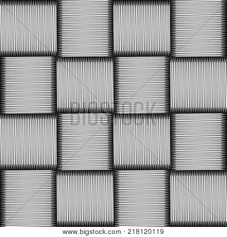 Repeating pattern, styling texture of fabric, carpet weaving. Black-and-white illustration. Abstract geometric hand drawn seamless pattern. Vector.