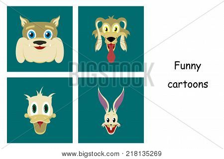 assembly of flat icons on theme funny animals