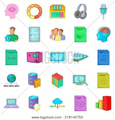 Cloud computing icons set. Cartoon set of 25 cloud computing vector icons for web isolated on white background