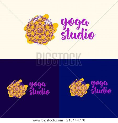 Yoga studio logo icons and design elements. Vector.