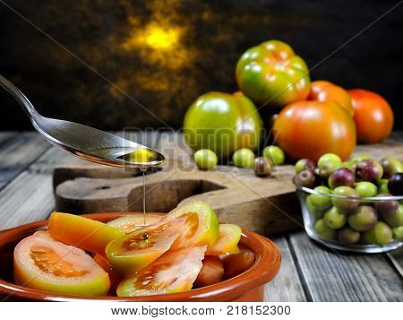 Tomato Salad Dressed With Extra Virgin Olive Oil