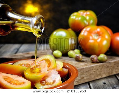 Tomato Salad Dressed With Extra Virgin Olive Oil