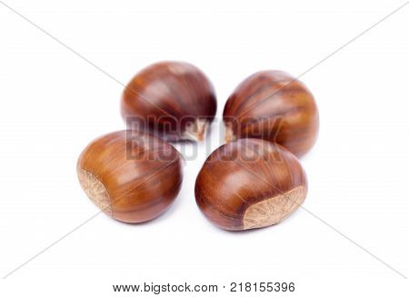Fresh fruit chestnuts isolated on white background