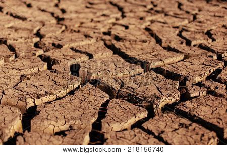 Heat shattered earth in the desert. Arid and sultry weather creates such beauty