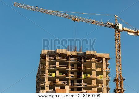 Monolithic frame construction of the building. The framework for the walls. Formwork for walls made of concrete. Construction of the building. Masonry walls and aerated concrete masonry walls