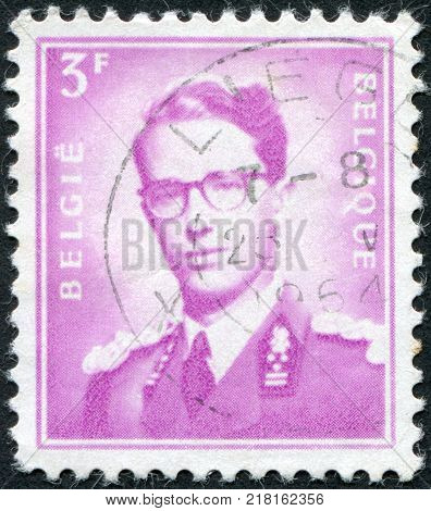 BELGIUM - CIRCA 1958: A stamp printed in Belgium shows Baudouin I of Belgium circa 1958