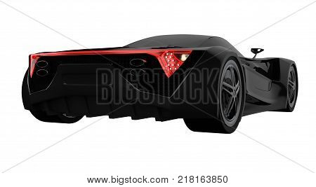 Black racing concept car. Image of a car on a white isolated background. 3d rendering
