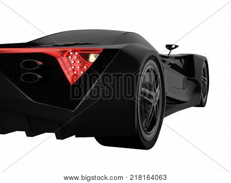 Black racing concept car. Image of a car on a white isolated background. 3d rendering