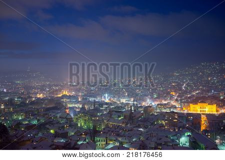 City horizon at winter night