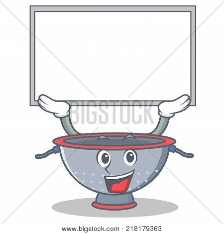 Up board colander utensil character cartoon vector illustration