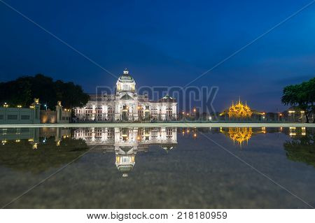 Bangkok City - Dusit Palace Ananta Samakom Throne Hall in Bangkok beautiful sunset Landscape Thailand