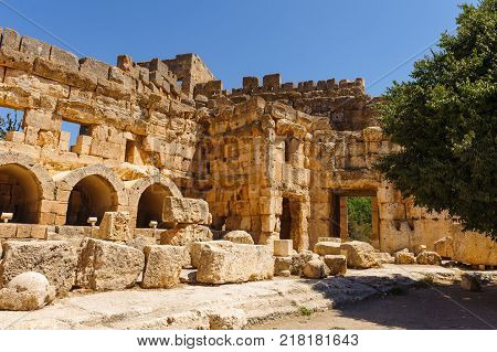 Baalbek Ancient city in Lebanon.Heliopolis temple complex.near the border with Syria.remains