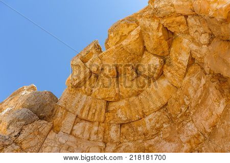 Baalbek Ancient city in Lebanon.Heliopolis temple complex.near the border with Syria.remains