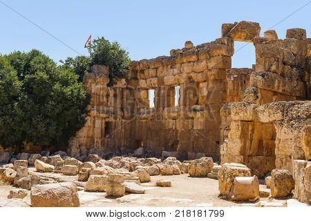 Baalbek Ancient city in Lebanon.Heliopolis temple complex.near the border with Syria.remains