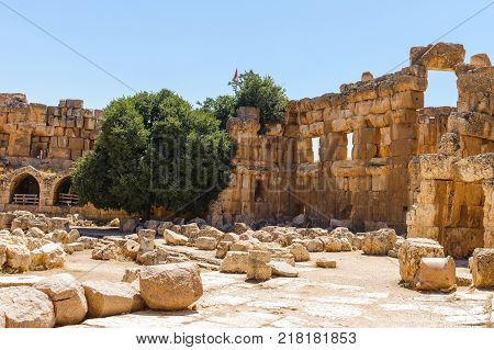 Baalbek Ancient city in Lebanon.Heliopolis temple complex.near the border with Syria.remains