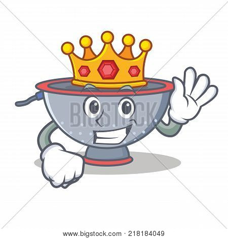 King colander utensil character cartoon vector illustration