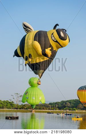 Chiangrai Thailand - Febuary 17 2017 : Singha Park International Balloon Fiesta 2017 In Singha Park,
