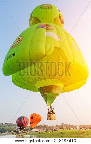 CHIANGRAI Thailand - FEBUARY 17 2017 : Singha Park International Balloon Fiesta 2017 in Singha Park Chiang Rai Thailand.