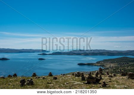 Small sea. Siberia Baikal lake in summer