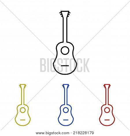 Icon guitar. Musical instrument in four colors.