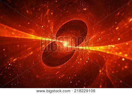 Fiery glowing spinning spiral energy source in space computer generated abstract background 3D rendering