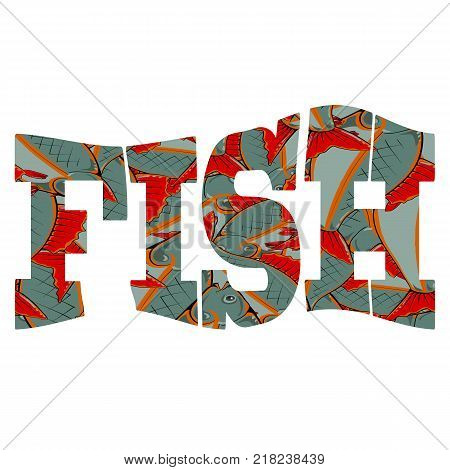 Fish Pattern Text Isolatted on White Background