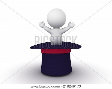 3D Character announcing X-MAS. Isolated on white.