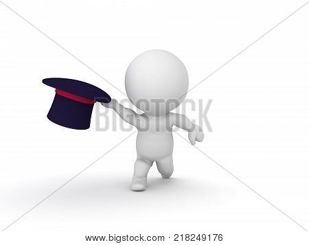 3D Character announcing X-MAS. Isolated on white.